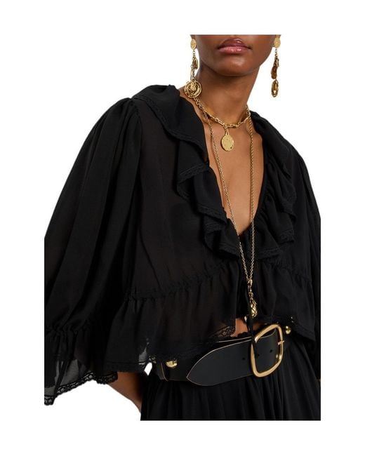 Chloé Black Ruffled Cropped Top