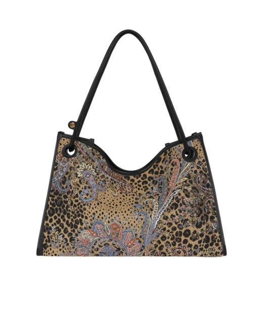 Etro Gray Leopard-Print Tote Bag