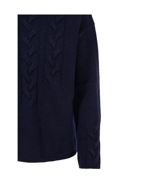 Max Mara Blue High-Neck Long-Sleeved Sweater
