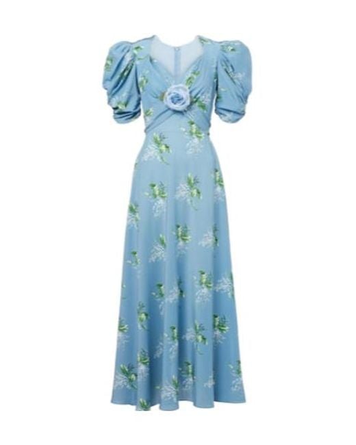 Rodarte Blue Floral Silk Cocktail Dress