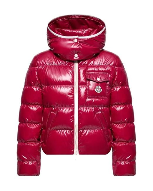 Moncler Red Andro Short Down Jacket With Hood