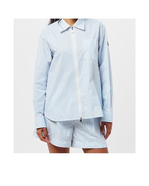 Moncler Blue Stripe Long-Sleeve Patterned Shirt