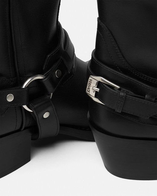 Versace Black Square-Toe Heeled Boots