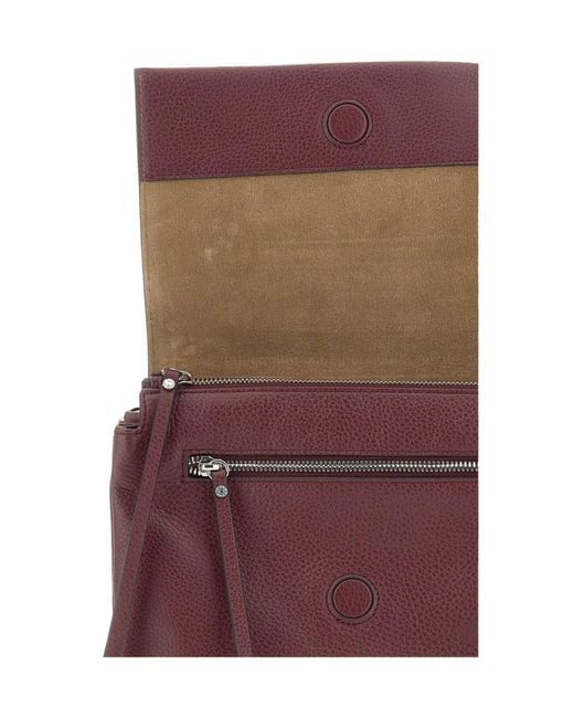Gianni Chiarini Purple Three Flap Shoulder Bag