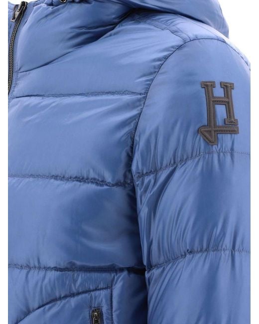Herno Blue Ultralight Hooded Padded Down Jacket for men