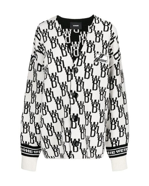 we11done Black Oversized Monogram Cardigan