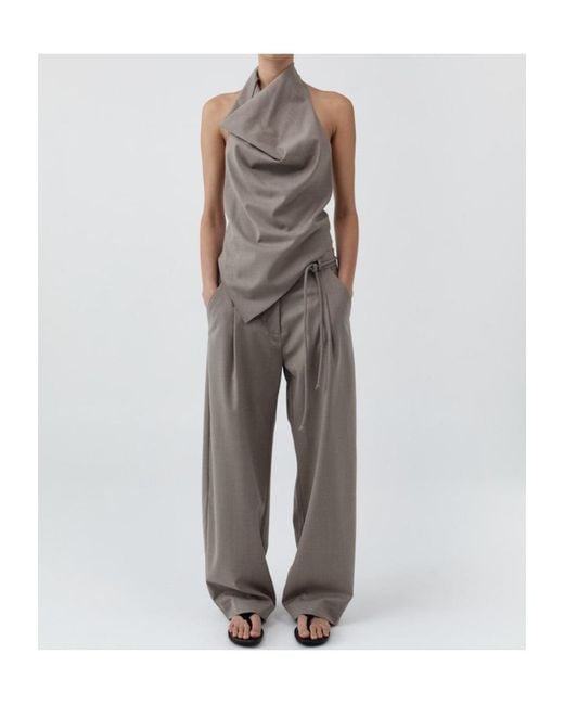 St. Agni Brown Wool Cowl Backless Top