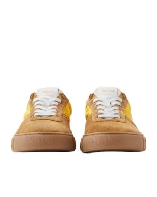 Versace Yellow Greca Lace-Up Sneakers for men