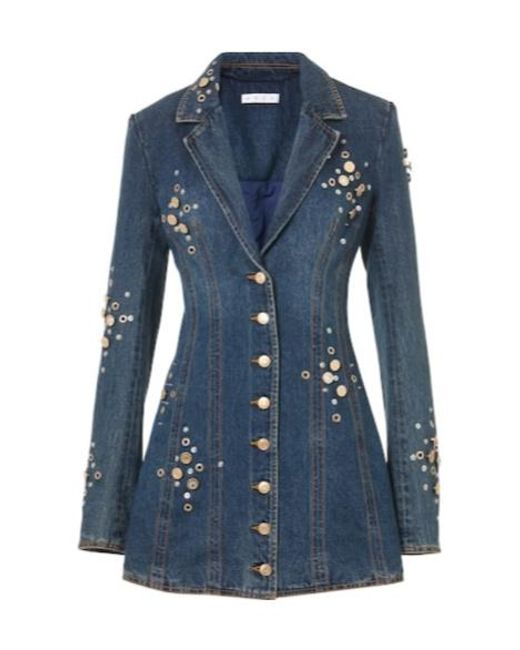 Area Blue Embellished Denim Blazer Dress