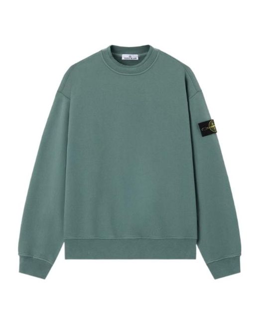 Stone Island Green Logo Patch Long-Sleeved Sweatshirt for men