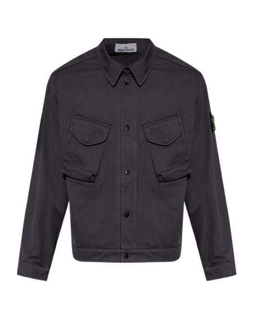 Stone Island Blue Long-Sleeved Casual Jacket for men