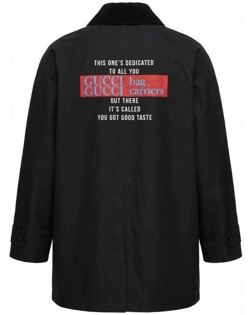 Gucci Black Cotton Lyric-Print Jacket for men