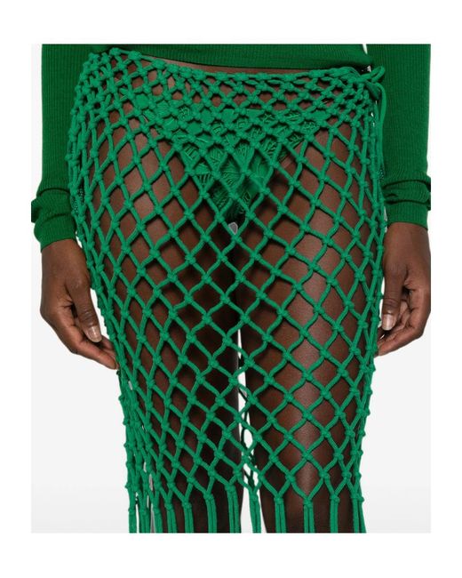 Frankie Shop Green Fringed Knit Skirt