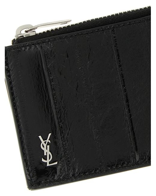 Saint Laurent Black Tiny Cassandre Card Holder for men
