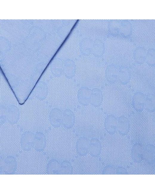Gucci Blue Gg Supreme Oxford Cotton Shirt