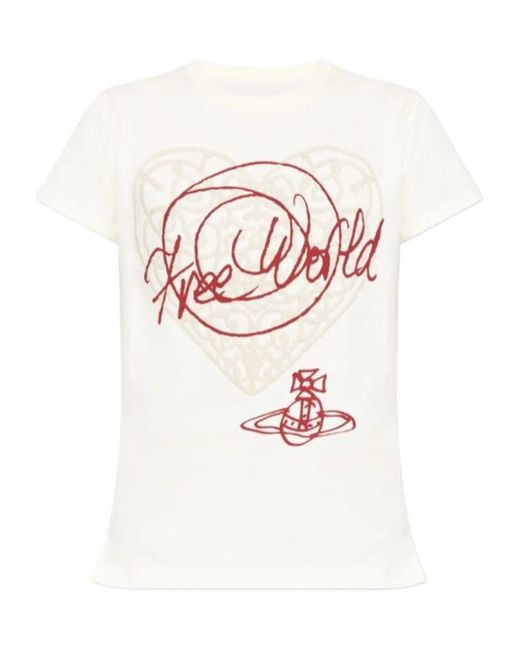 Vivienne Westwood White Free World-Heart Peru T-Shirt