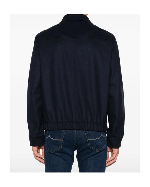 Incotex Blue Zip-Front Flannel Jacket for men