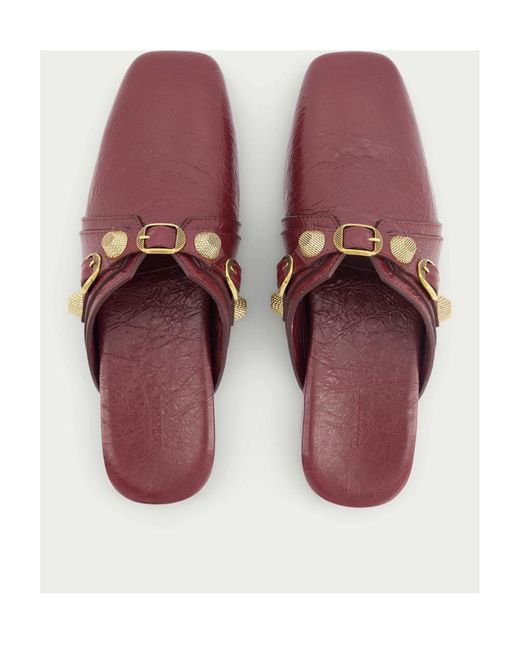Balenciaga Brown Cargole Stud Embellished Slippers
