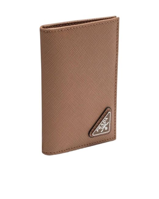 Prada Brown Triangle Logo Bifold Wallet for men