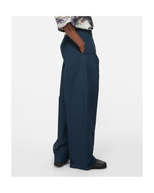Acne Blue Logo-Patch Trousers for men