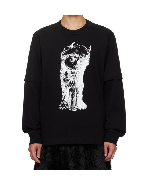 Sacai Black Crew Neck T-Shirt for men