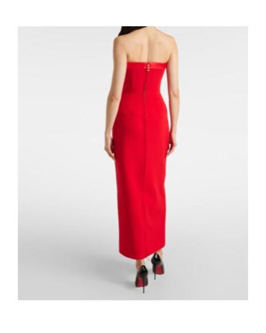 Safiyaa Red Sydney Satin-Trimmed Midi Dress