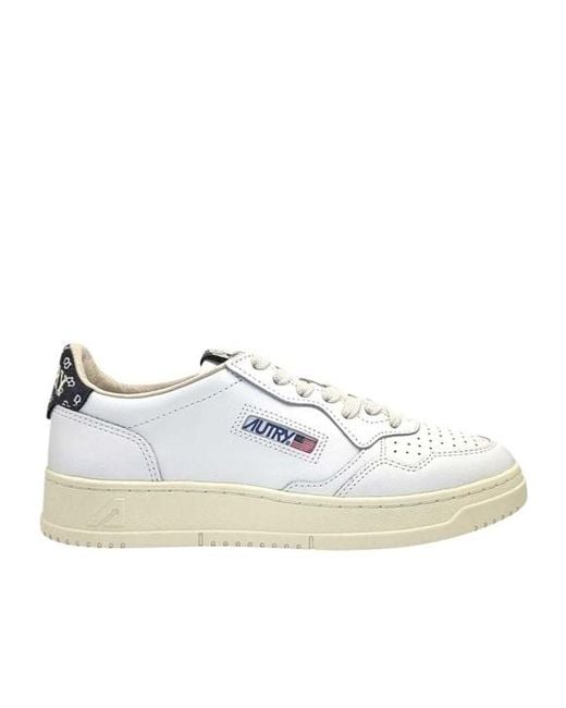 Autry White Lace-Up Low-Top Sneakers for men
