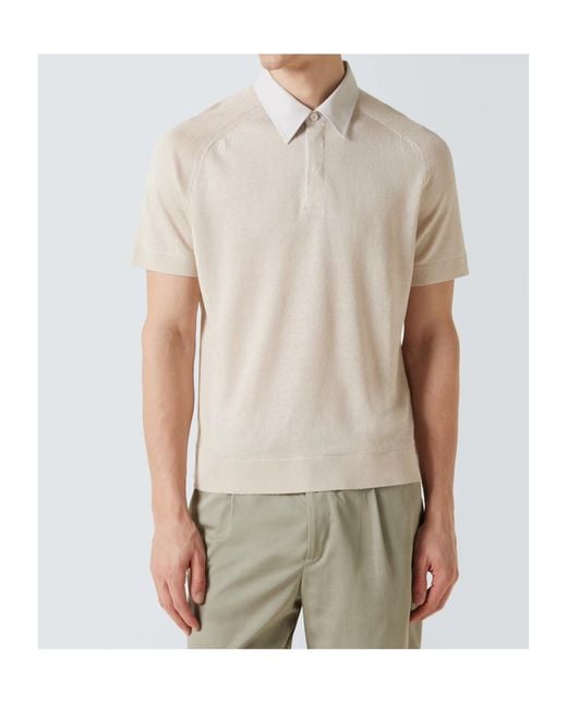 Dunhill White Linen And Silk Polo Shirt for men