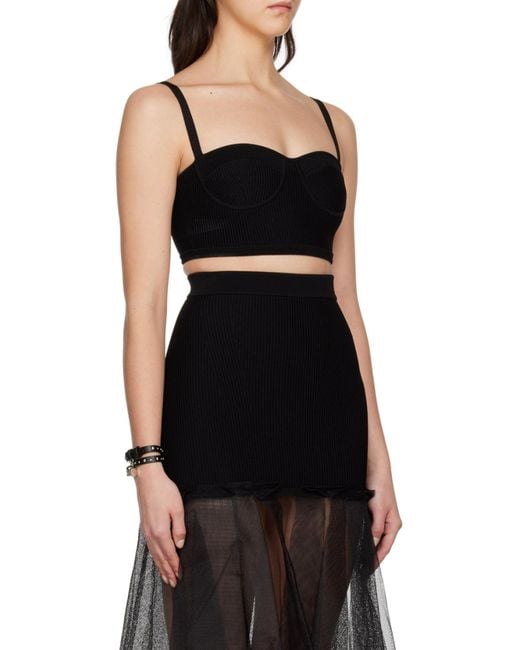 McQueen Black Cut Out Strapped Top