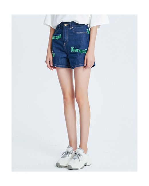 LIU REGALI Blue High Waist Denim Shorts