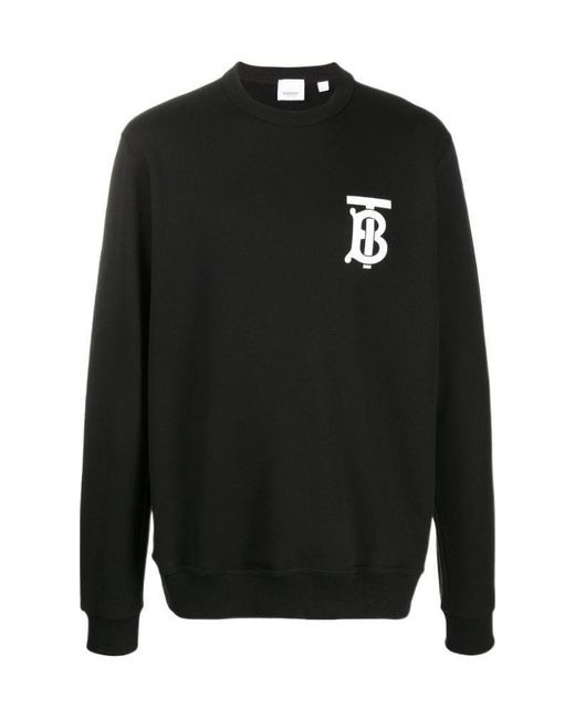 Burberry Black Monogram Logo Cotton Sweatshirt for men