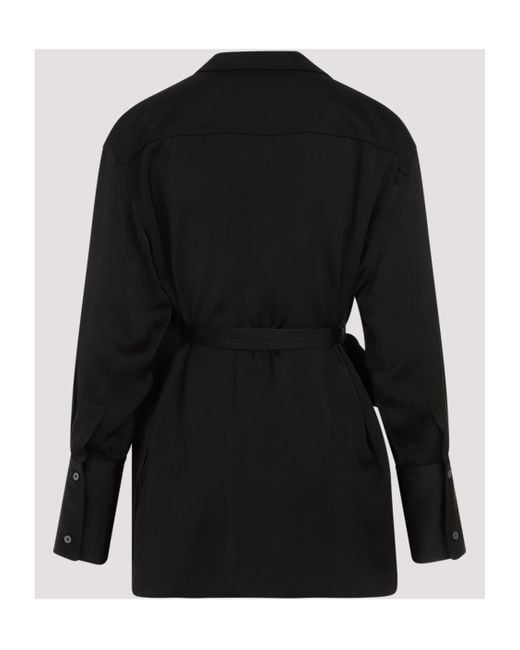 Fabiana Filippi Black Wrap Around Satin Blazer
