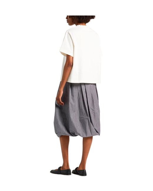 Brunello Cucinelli Gray Stylish Striped Balloon Skirt