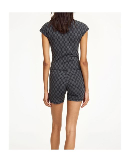 By Malene Birger Gray Venazia Monogram-Pattern V-Neck Top