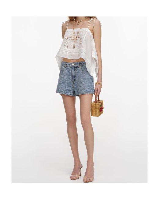 Self-Portrait Blue Embroidered Top