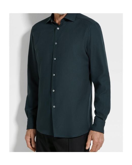 Zegna Blue Button-Fastening Shirt for men