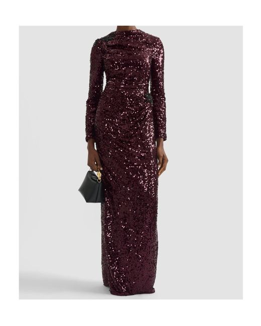 Erdem Red Draped Long Sleev Dress