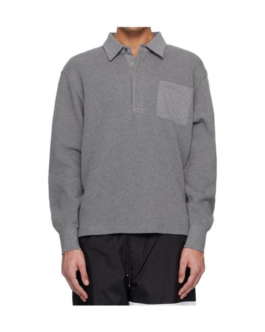 Thom Browne Gray Logo Patch Polo Shirt for men