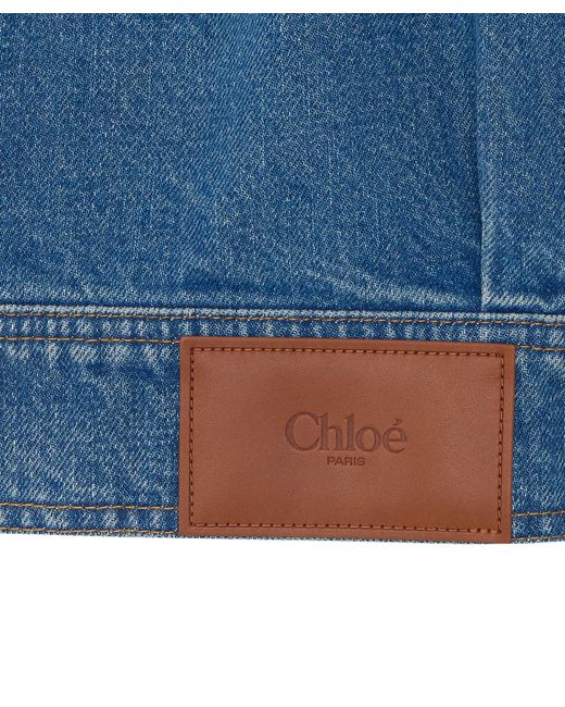 Chloé Blue Chloé Collarless Cropped Denim Jacket