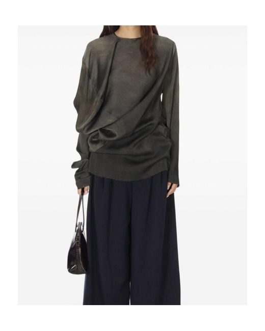 Uma Wang Blue Long-Sleeved Blouse