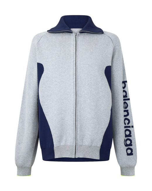 Balenciaga Blue Zip-Up Track Jacket for men