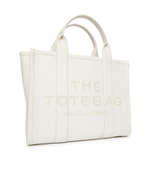 Marc Jacobs White Logo Medium Tote Shoulder Bag