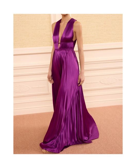 Ulla Johnson Purple Lena Pleated Maxi Dress