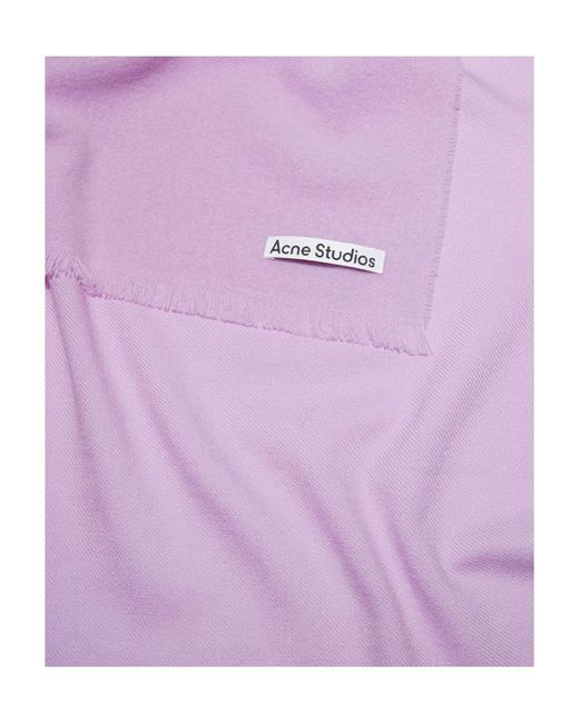 Acne Purple Logo-Patch Wool Scarf