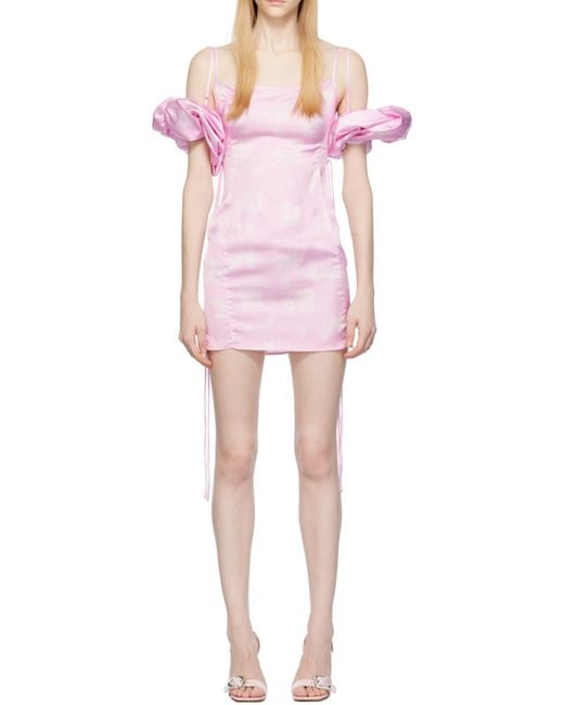 Jacquemus Pink Puff-Sleeved Mini Dress