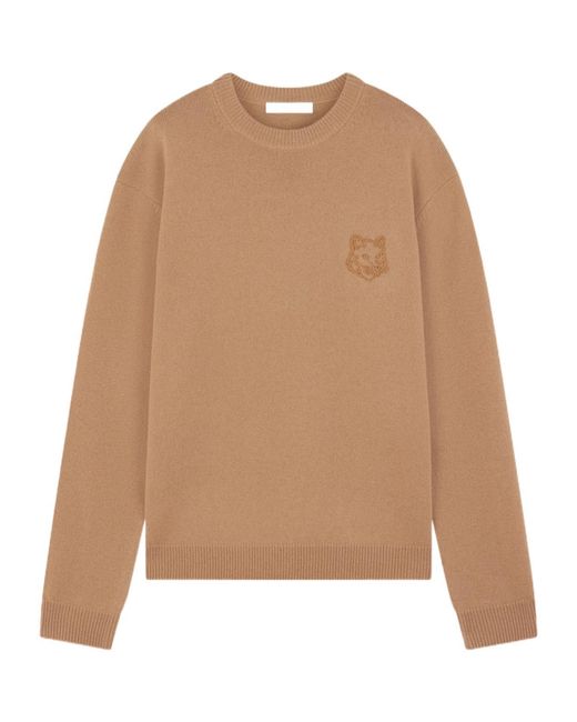 Maison Kitsuné Natural Maison Kitsuné Bold Fox Head Embroidered Jumper for men