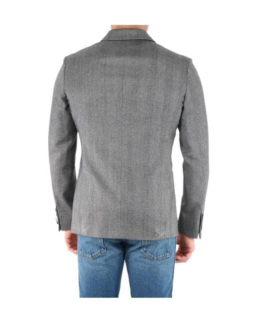 Tonello Gray Chevron Double-Breasted Jacket for men
