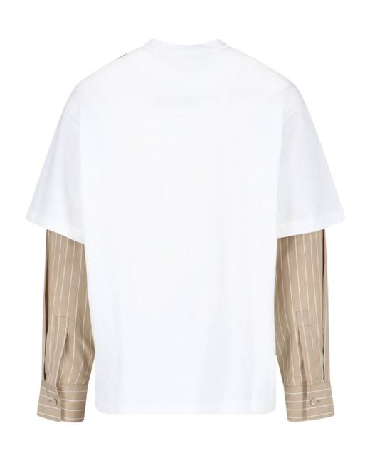Jil Sander White Layered Sleeve T-Shirt for men