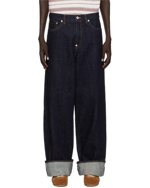 KENZO Blue Turn-Up Hem Jeans for men