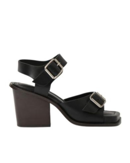 Lemaire Black Square Heel Strapped High-Heeled Sandals